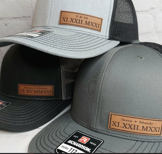 Custom Text Hats, Roman Numerals Hat, Valentines Day Gifts, Personalized Name, Custom Initials, Custom Year, Anniversary Gifts, Couples Gift