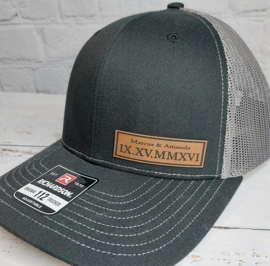 Custom Text Hats, Roman Numerals Hat, Valentines Day Gifts, Personalized Name, Custom Initials, Custom Year, Anniversary Gifts, Couples Gift